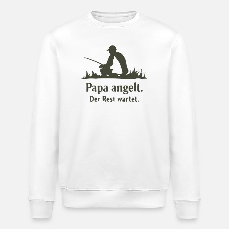 Papa pêche Le reste attend - Sweat bio ROLLER Stanley/Stella Unisexe - blanc