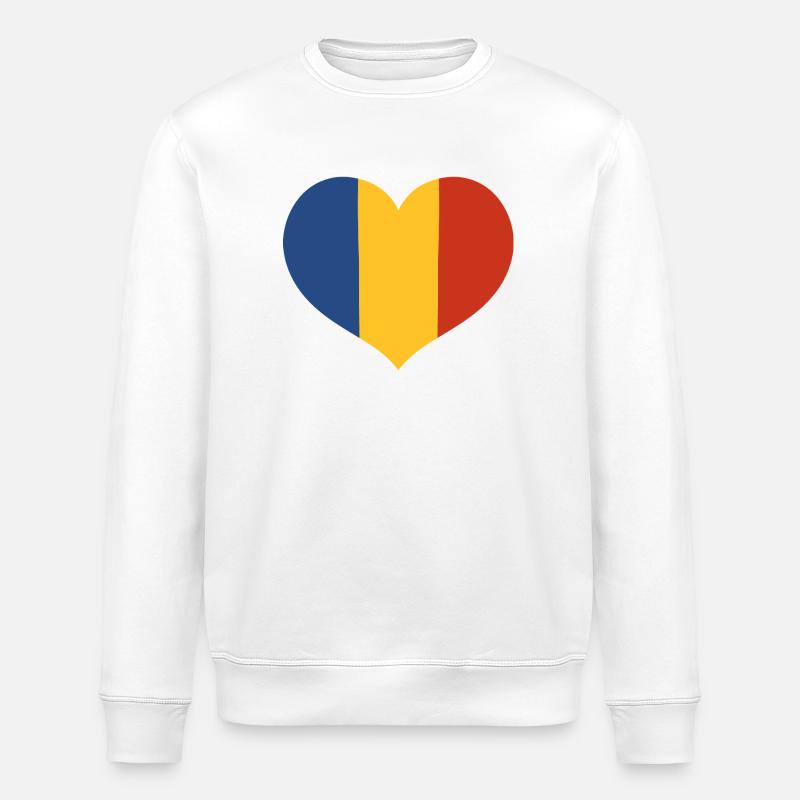 Cœur du drapeau roumain - Sweat bio ROLLER Stanley/Stella Unisexe - blanc