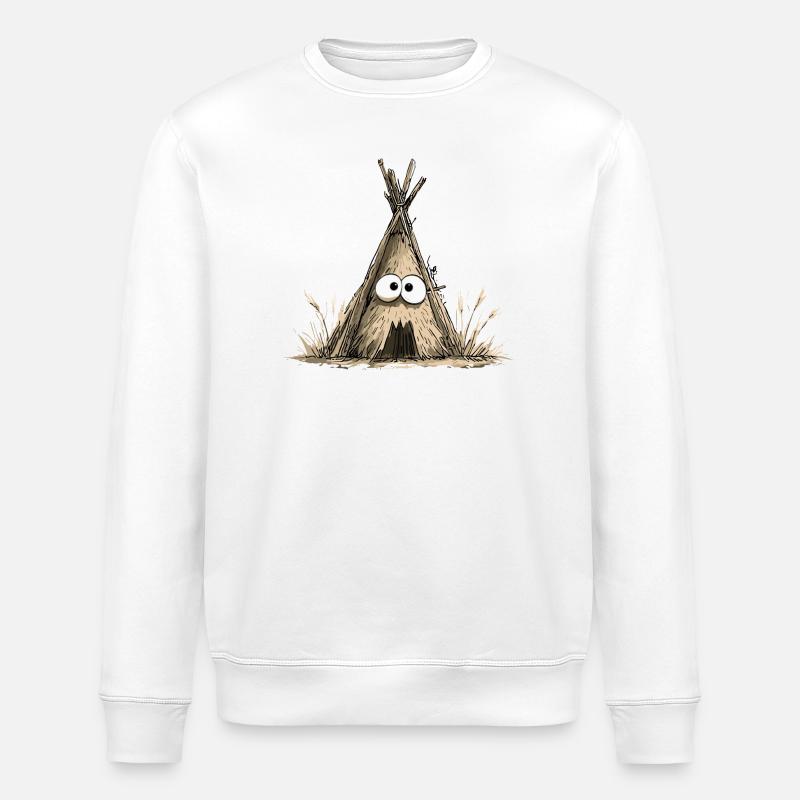 Funny teepee tent with eyes - Stanley/Stella ROLLER Unisex Organic Sweatshirt - white