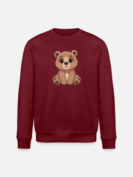 Cuddly Bear Cartoon - Cute Brown - Stanley/Stella ROLLER Unisex Organic Sweatshirt - white