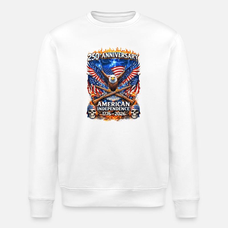 250e Aigle de l’Indépendance américaine - Sweat bio ROLLER Stanley/Stella Unisexe - blanc