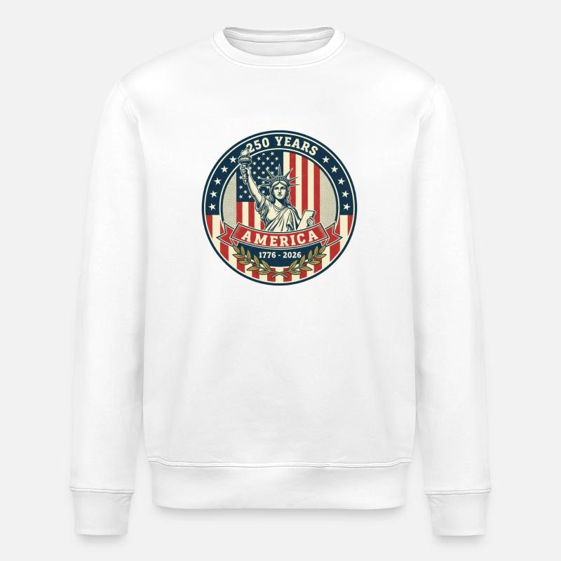 Conception du badge Liberty 250 Years - Sweat bio ROLLER Stanley/Stella Unisexe - blanc