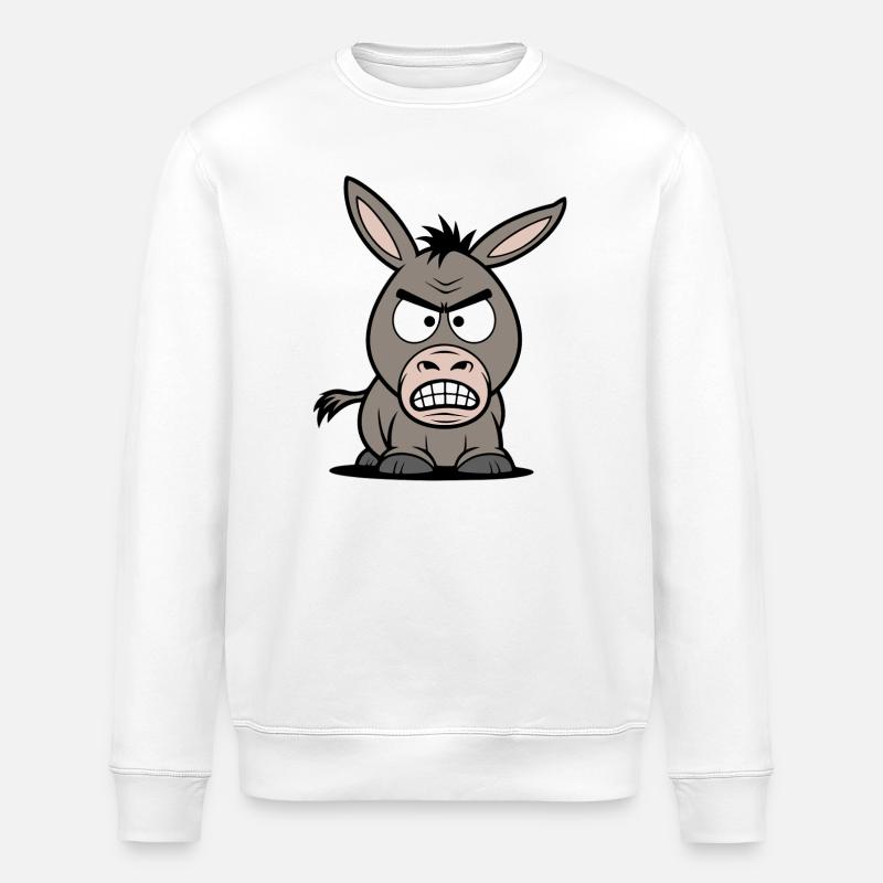 Wütender Esel Cartoon - Stanley/Stella Unisex Bio-Sweatshirt ROLLER - Weiß