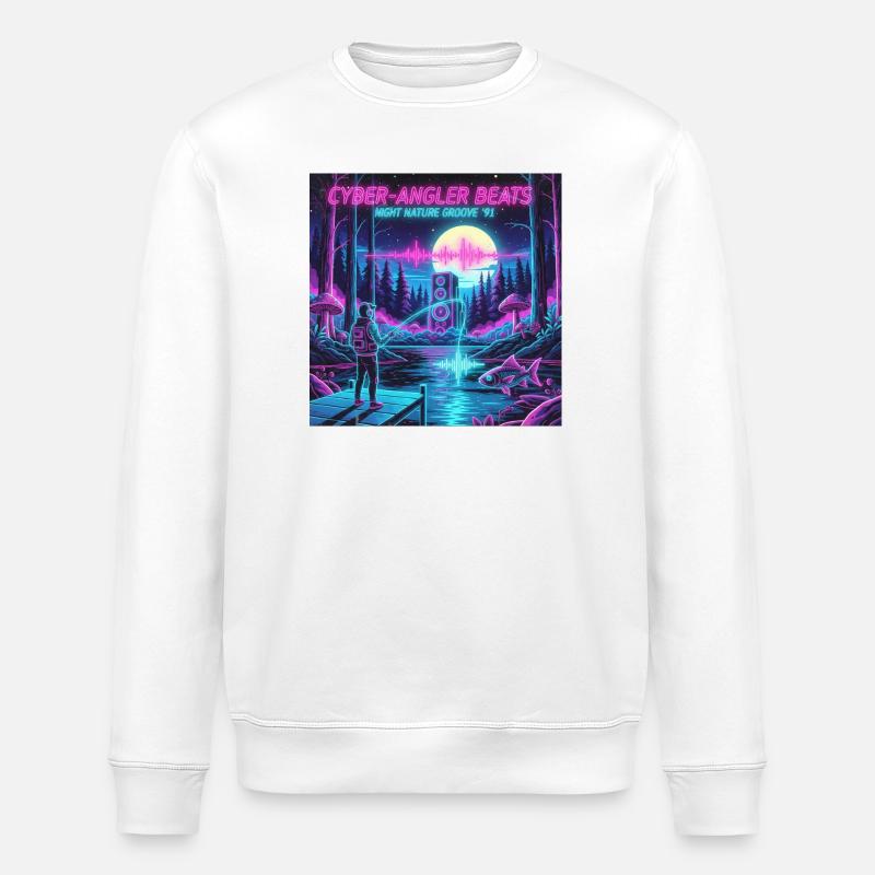 Retro Cyber Angler - Stanley/Stella Unisex Bio-Sweatshirt ROLLER - Weiß