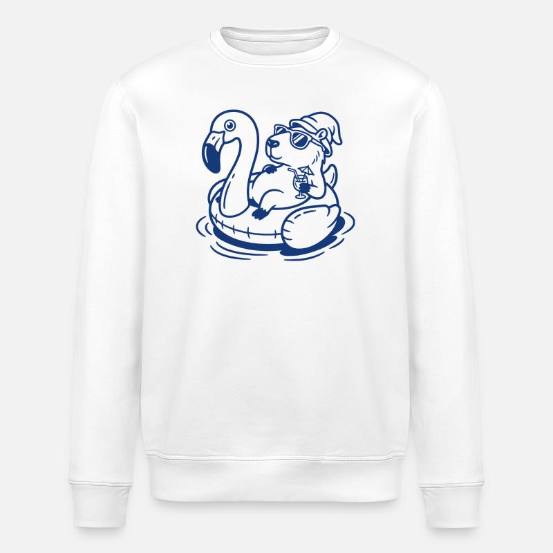 Flamingo-Float Capy - Stanley/Stella Unisex Bio-Sweatshirt ROLLER - Weiß