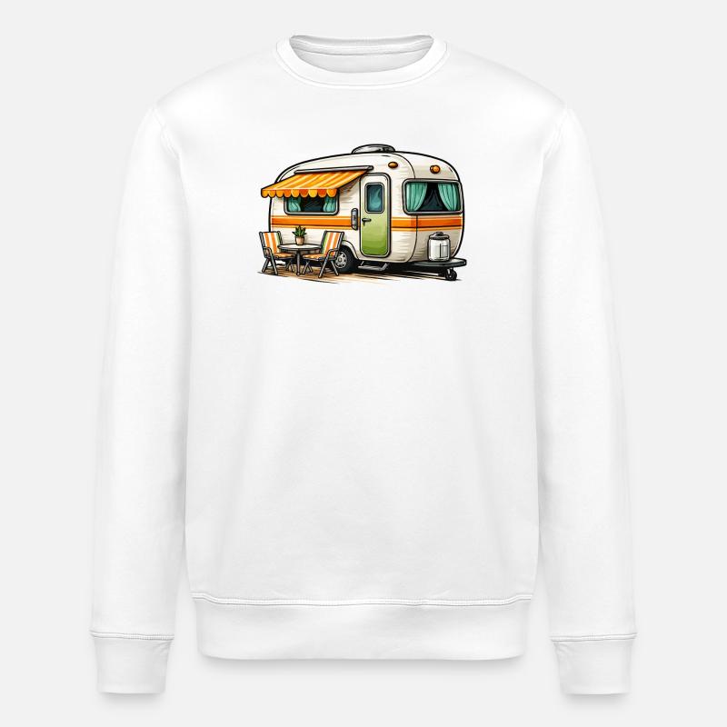 Retro caravan camping magic - Stanley/Stella ROLLER Unisex Organic Sweatshirt - white