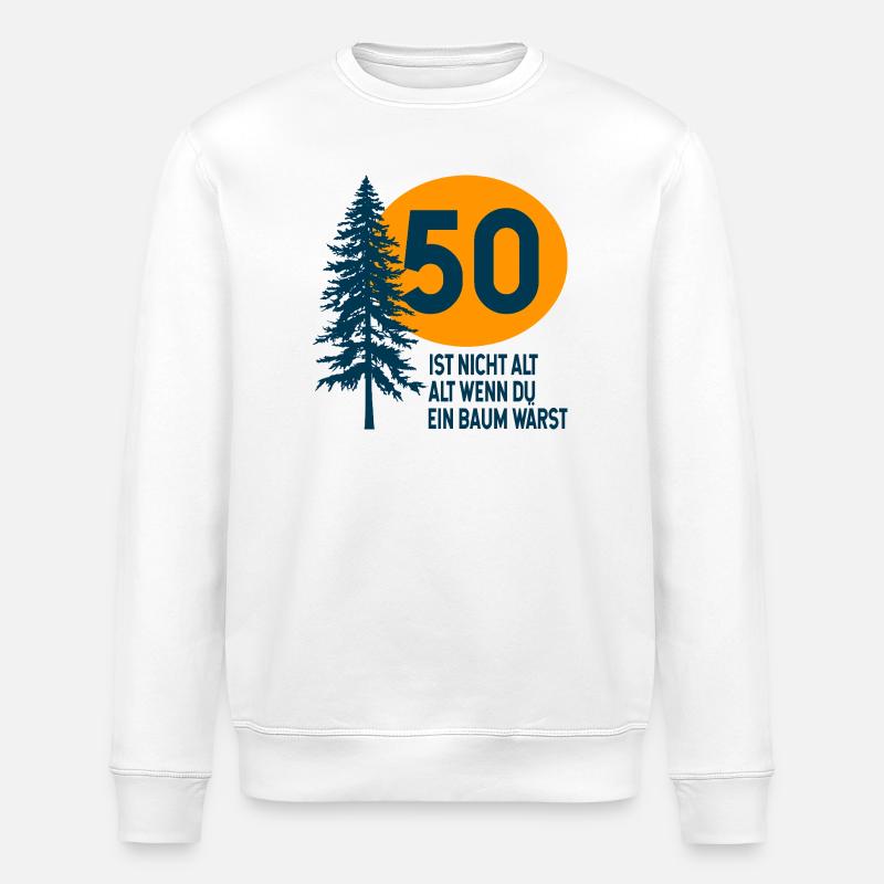 50th Birthday Gift Tree - Stanley/Stella ROLLER Unisex Organic Sweatshirt - white