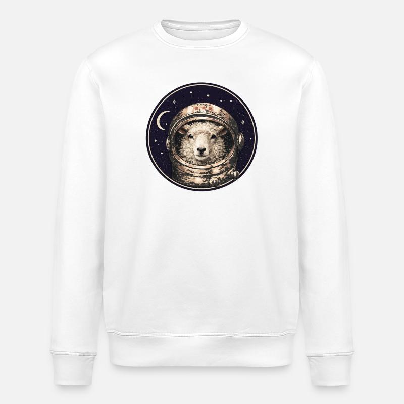 Astronaut sheep in orbit - Stanley/Stella ROLLER Unisex Organic Sweatshirt - white