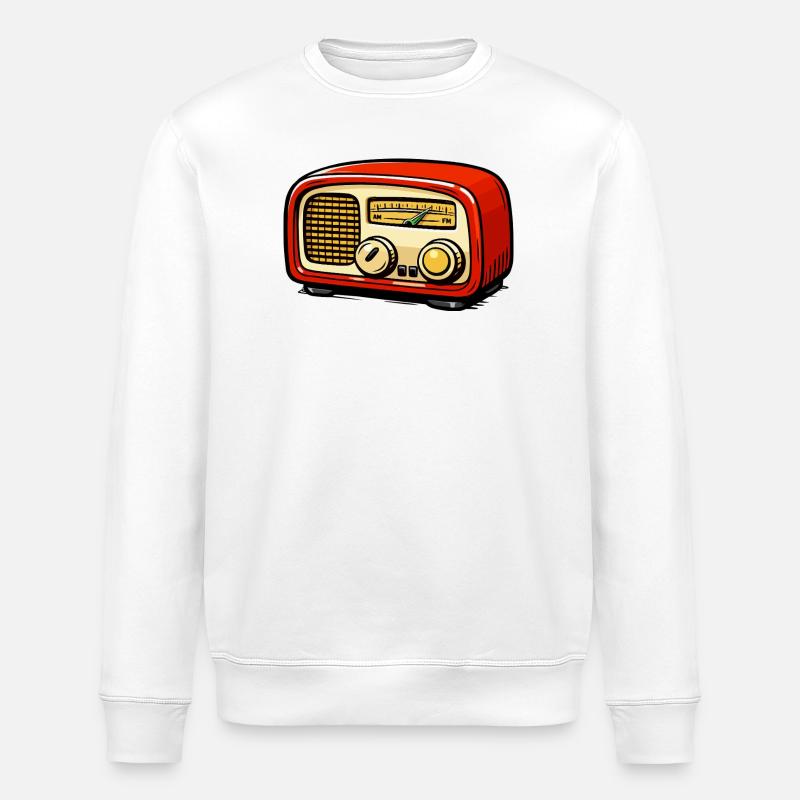Rotes Retroradio Illustration - Stanley/Stella Unisex Bio-Sweatshirt ROLLER - Weiß