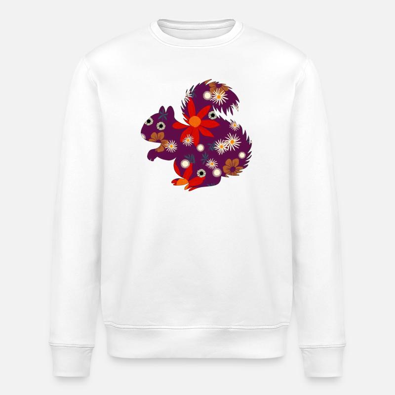 cute small animals, floral pattern - Stanley/Stella ROLLER Unisex Organic Sweatshirt - white