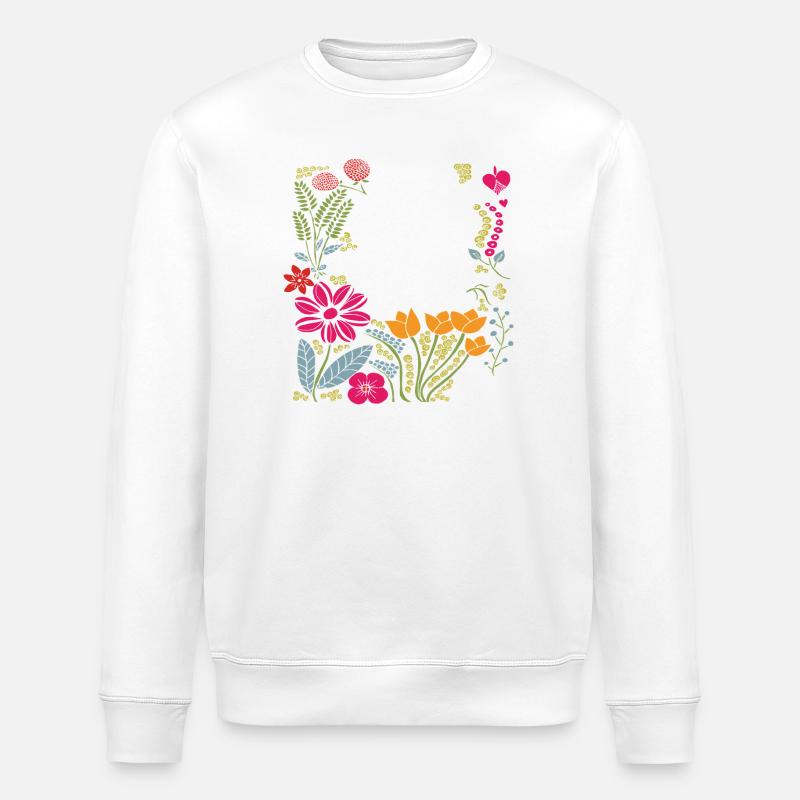 Blumenrahmen - Stanley/Stella Unisex Bio-Sweatshirt ROLLER - Weiß