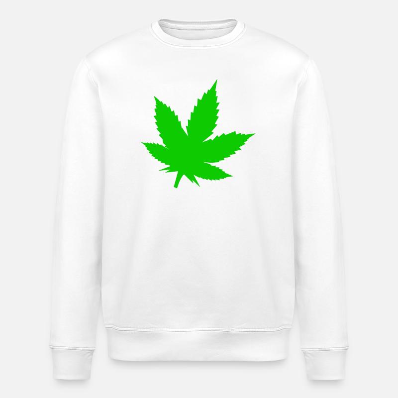 Motif de feuilles de cannabis vertes - Sweat bio ROLLER Stanley/Stella Unisexe - blanc