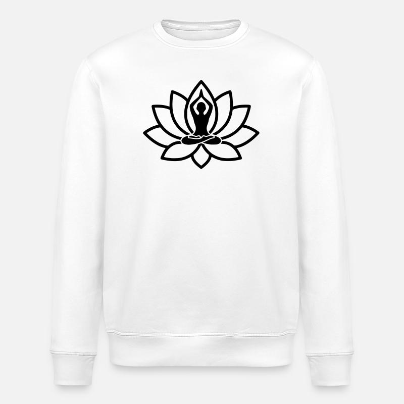 Yoga Lotusblüte Silhouette - Stanley/Stella Unisex Bio-Sweatshirt ROLLER - Weiß