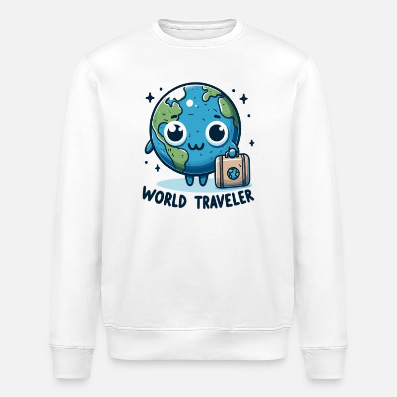 Dessin animé Globe Adventure - Sweat bio ROLLER Stanley/Stella Unisexe - blanc