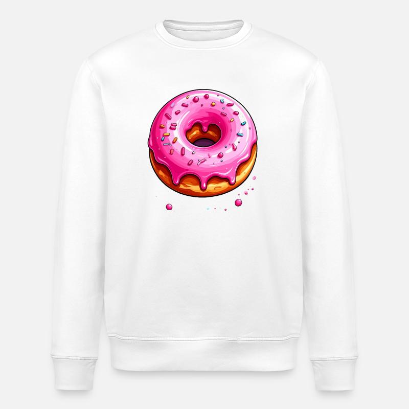 Donut au glaçage rose - Sweat bio ROLLER Stanley/Stella Unisexe - blanc