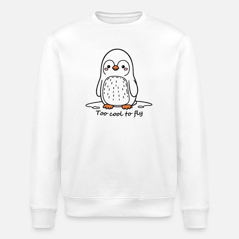 Penguin with Pink Cheeks - Stanley/Stella ROLLER Unisex Organic Sweatshirt - white