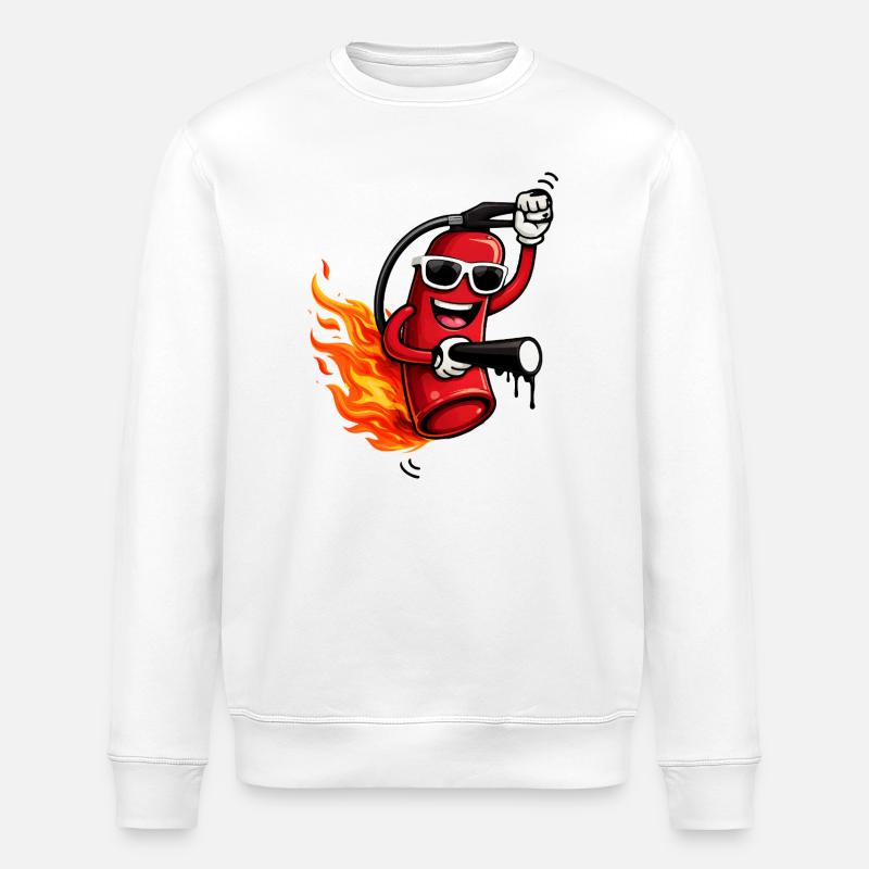 Cool fire extinguisher with flames - Stanley/Stella ROLLER Unisex Organic Sweatshirt - white