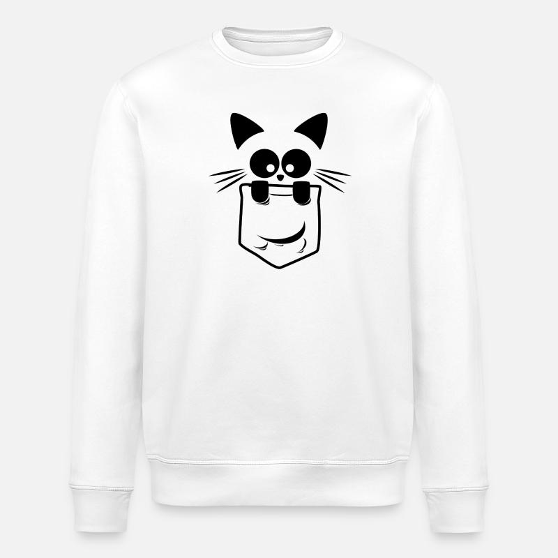 Die neugierige schwarze Taschenkatze - Stanley/Stella Unisex Bio-Sweatshirt ROLLER - Weiß