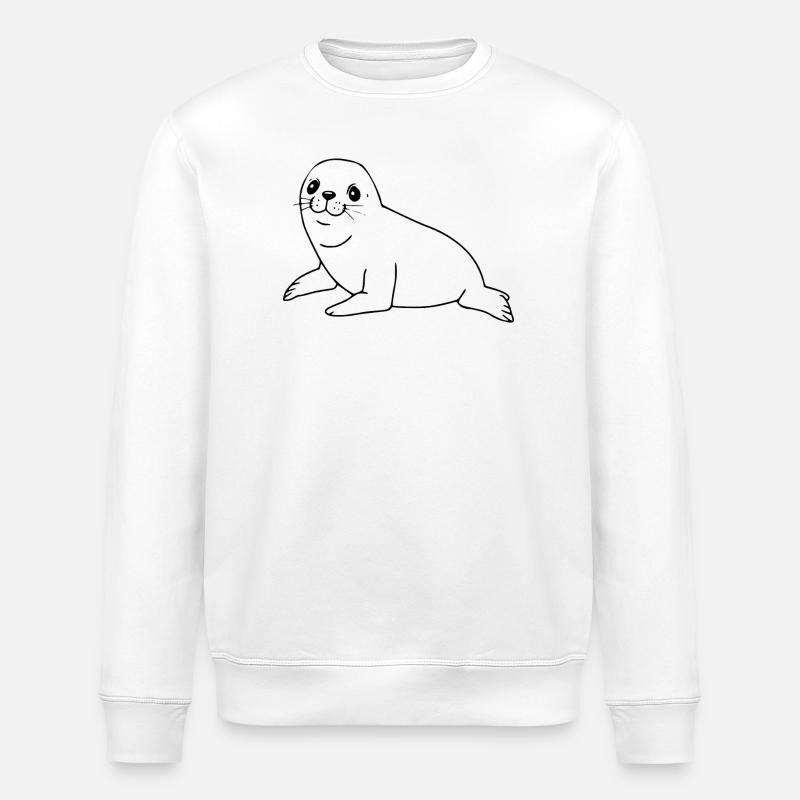 Seehund Robbe - Stanley/Stella Unisex Bio-Sweatshirt ROLLER - Weiß
