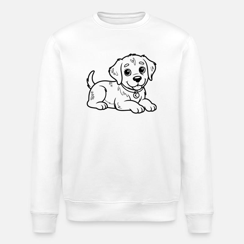 Petit chien en dessin de lin - Sweat bio ROLLER Stanley/Stella Unisexe - blanc