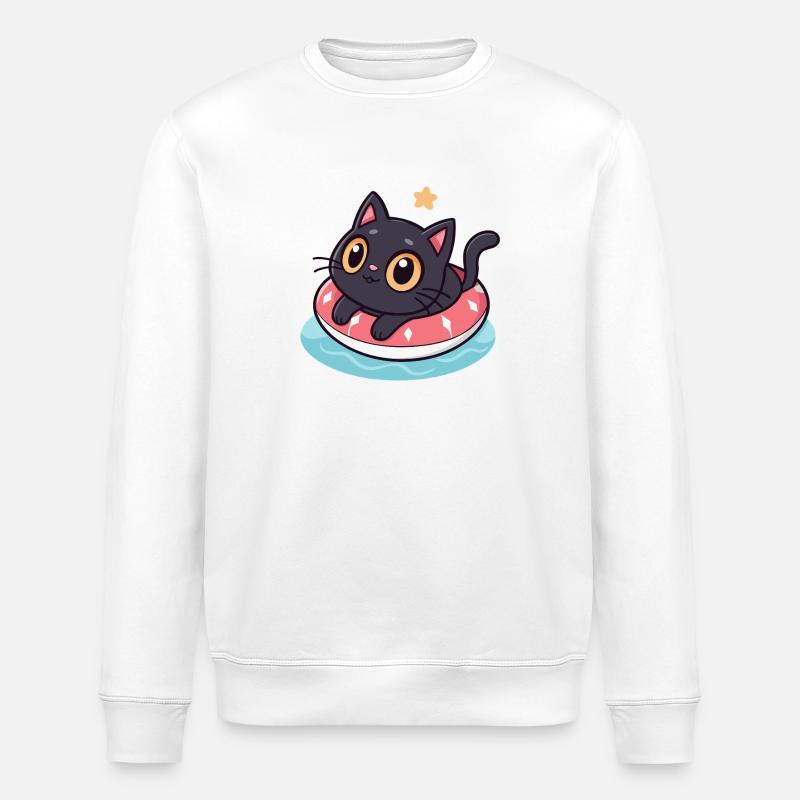 Chat kawaii sur boué rose - Sweat bio ROLLER Stanley/Stella Unisexe - blanc