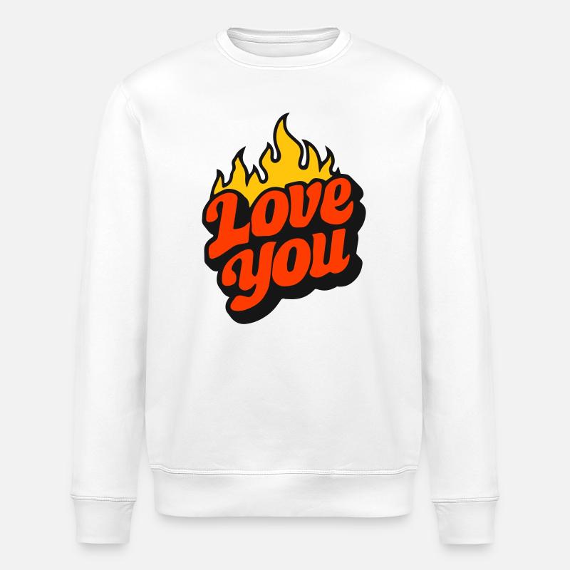 Ich liebe dich mit Flammen - Stanley/Stella Unisex Bio-Sweatshirt ROLLER - Weiß
