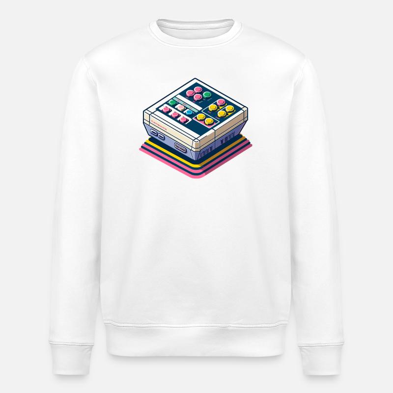 Retro Spielkonsole Pixelkunst - Stanley/Stella Unisex Bio-Sweatshirt ROLLER - Weiß