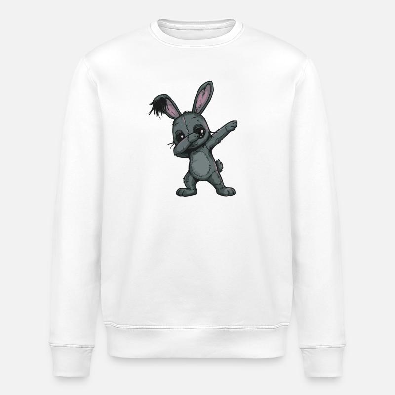 Patchwork Bunny Doodle - Stanley/Stella ROLLER Unisex Organic Sweatshirt - white