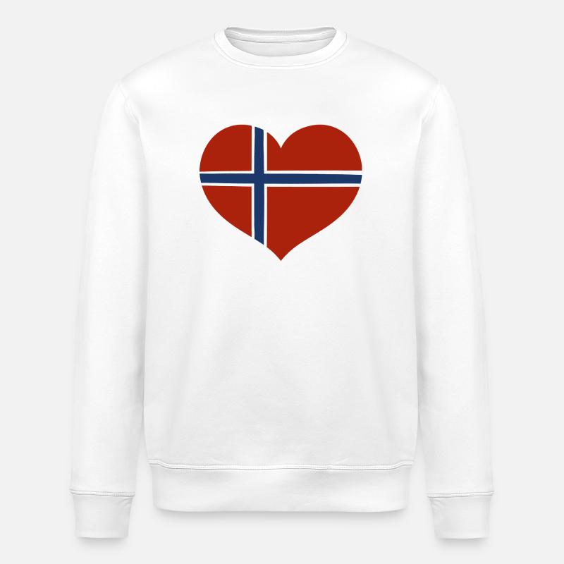 Norwegisches Flaggenherz - Stanley/Stella Unisex Bio-Sweatshirt ROLLER - Weiß