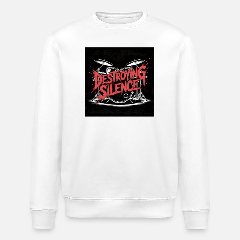 Destroying Silence Drum Graffiti - Stanley/Stella ROLLER Unisex Organic Sweatshirt - white