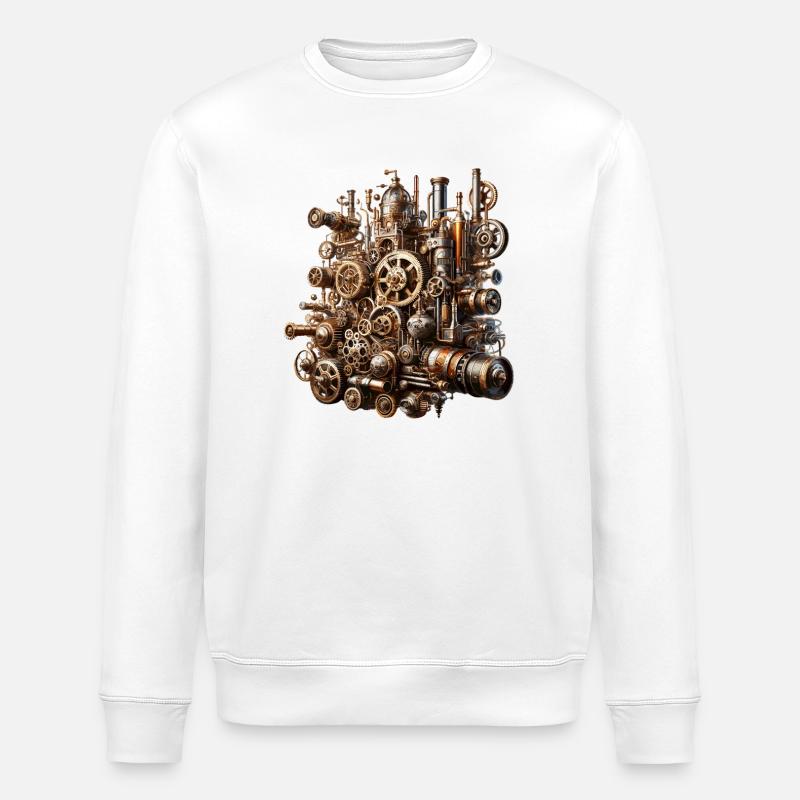 Steampunk Gearwerk Koloss - Stanley/Stella Unisex Bio-Sweatshirt ROLLER - Weiß