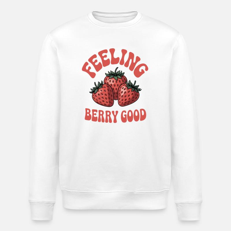 Erdbeeren Sprüche Lustiges Erdbeeren Geschenk - Stanley/Stella Unisex Bio-Sweatshirt ROLLER - Weiß