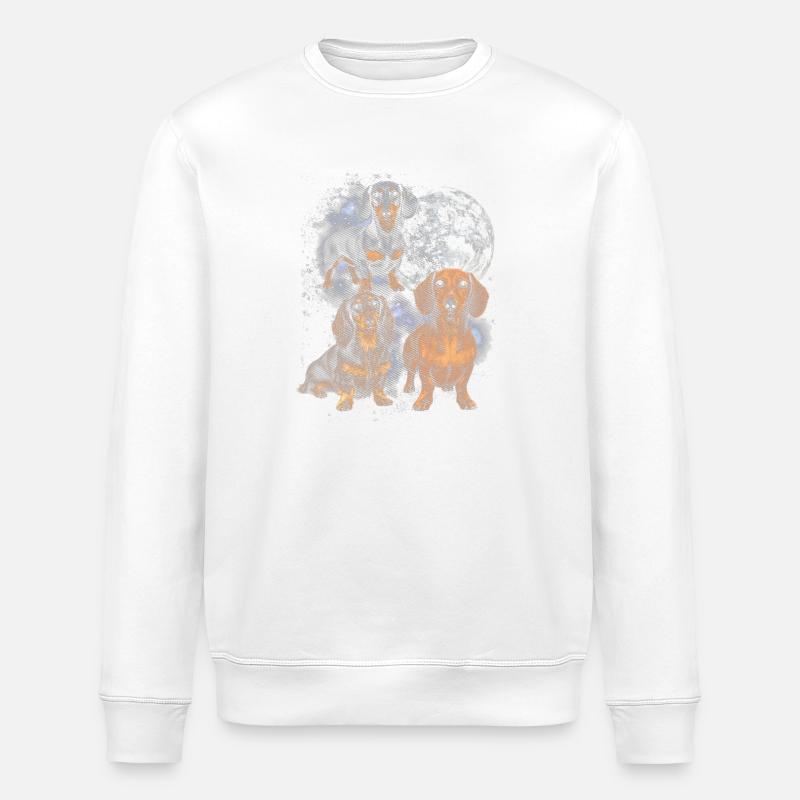 Dackel im Weltraummond - Stanley/Stella Unisex Bio-Sweatshirt ROLLER - Weiß
