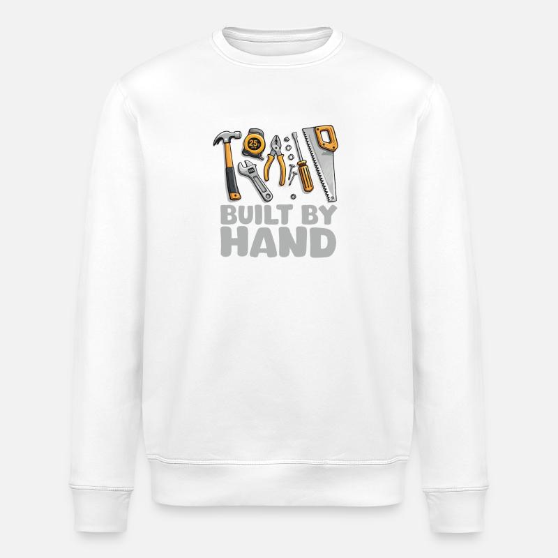 Built by Hand – Tool Illustration - Stanley/Stella ROLLER Unisex Organic Sweatshirt - white