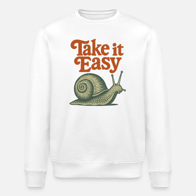 Nimm es locker Snail Retro - Stanley/Stella Unisex Bio-Sweatshirt ROLLER - Weiß