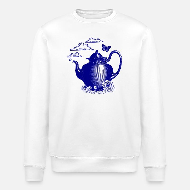 Blauer Teekessel im Wolkenzauber - Stanley/Stella Unisex Bio-Sweatshirt ROLLER - Weiß