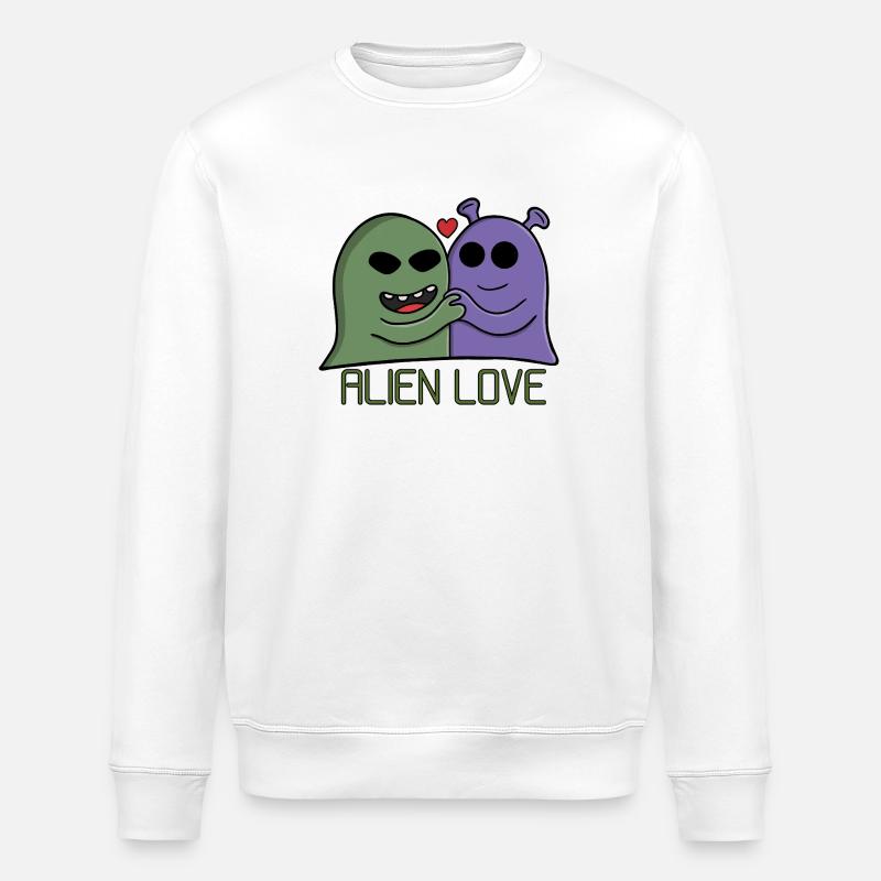 Alien Love Duo - Stanley/Stella Unisex Bio-Sweatshirt ROLLER - Weiß