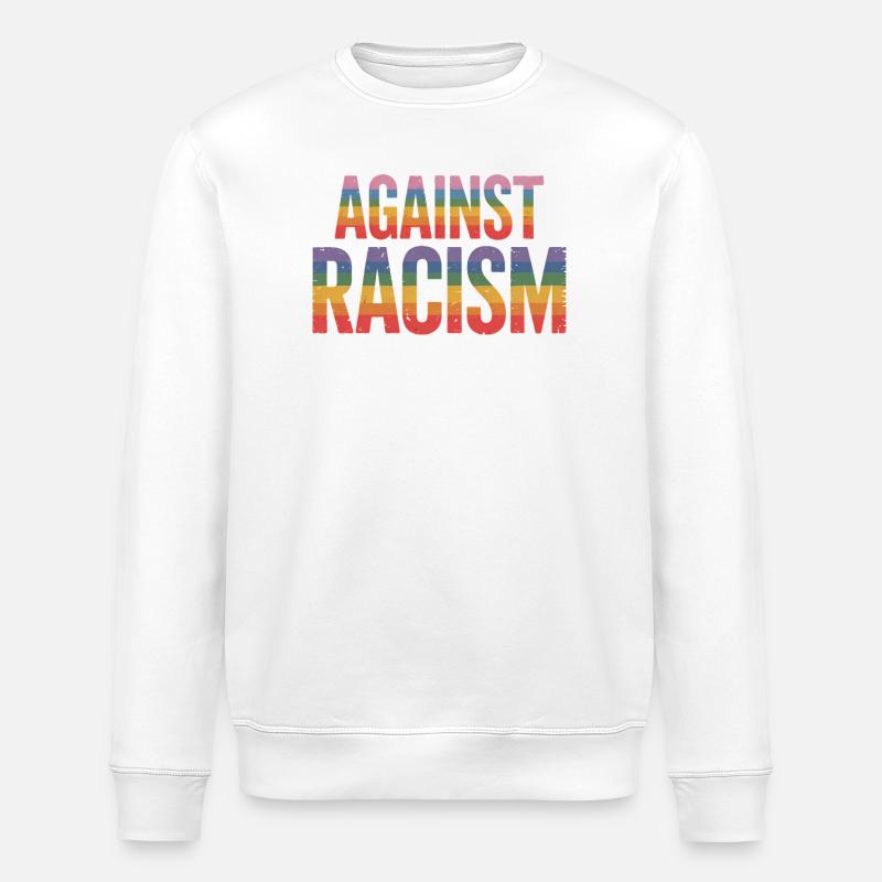 Gegen Rassismus – Antifa-Regenbogen-Tee - Stanley/Stella Unisex Bio-Sweatshirt ROLLER - Weiß