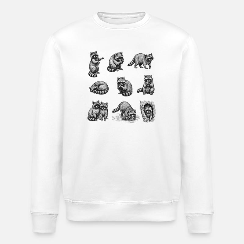 Nachtkatzen Silhouetten Muster - Stanley/Stella Unisex Bio-Sweatshirt ROLLER - Weiß