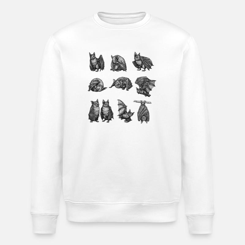 Night Bat Silhouettes Pattern - Stanley/Stella ROLLER Unisex Organic Sweatshirt - white