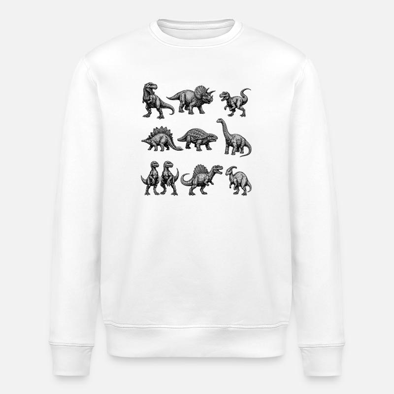 Motif de silhouette de dinosaure - Sweat bio ROLLER Stanley/Stella Unisexe - blanc