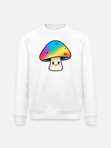 Kawaii Regenbogenpilz Design - Stanley/Stella Unisex Bio-Sweatshirt ROLLER - Weiß