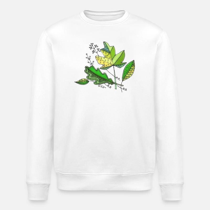 feuilles - Sweat bio ROLLER Stanley/Stella Unisexe - blanc