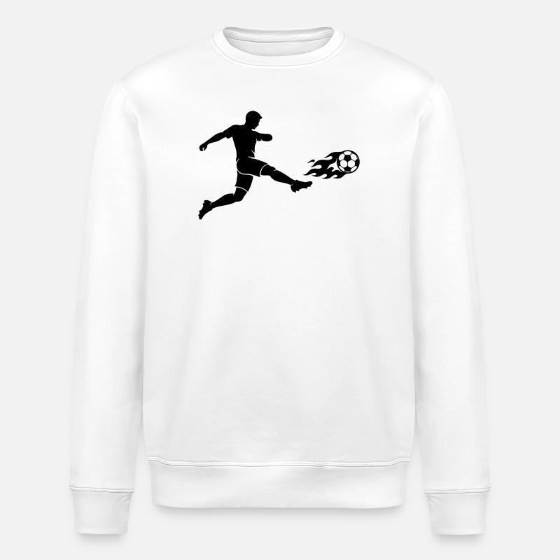 Soccer Striker Silhouette - Stanley/Stella ROLLER Unisex Organic Sweatshirt - white