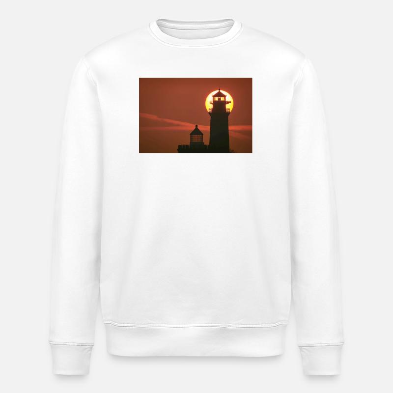 Cape Arkona Lighthouse at sunset - Stanley/Stella ROLLER Unisex Organic Sweatshirt - white