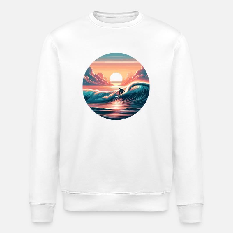 Sunset Surf Wave - Stanley/Stella ROLLER Unisex Organic Sweatshirt - white