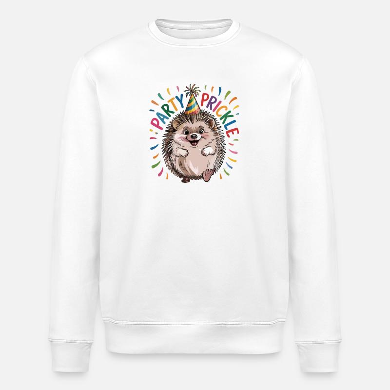 Igel mit Partyhut - Party Prickle  - Stanley/Stella Unisex Bio-Sweatshirt ROLLER - Weiß
