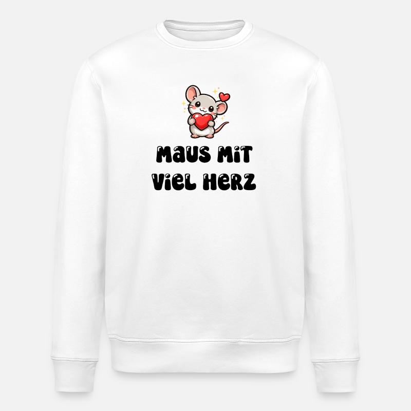 Maus mit viel Herz - Stanley/Stella Unisex Bio-Sweatshirt ROLLER - Weiß