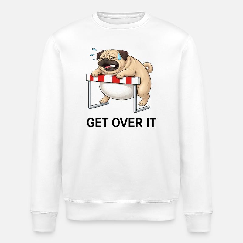 Ironischer Spruch Mops Übergewicht Hürdenlauf - Stanley/Stella Unisex Bio-Sweatshirt ROLLER - Weiß