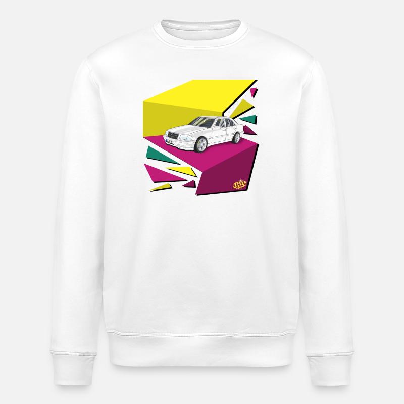 Retro Auto Neonflächen 80‘s - Stanley/Stella Unisex Bio-Sweatshirt ROLLER - Weiß